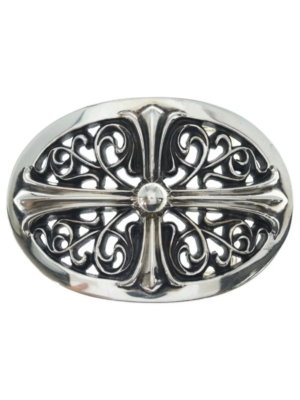 Chrome Hearts Oval Cross Strap 1.5 Classic Buckle Silver Belt
